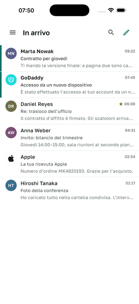 Tiho Mail con la posta in arrivo su iPhone e su Mac.