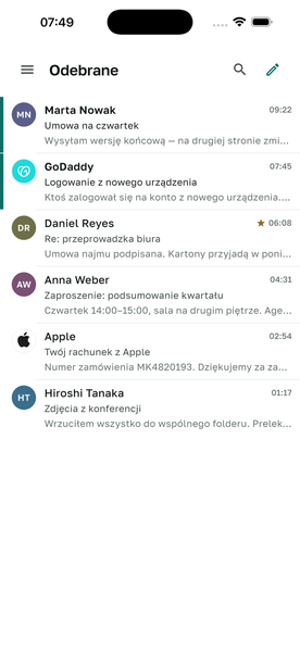 Tiho Mail: lista wiadomości na iPhonie i na Macu.